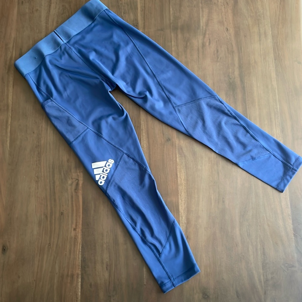 Adidas Women’s Alphaskin blue mesh legging size Small